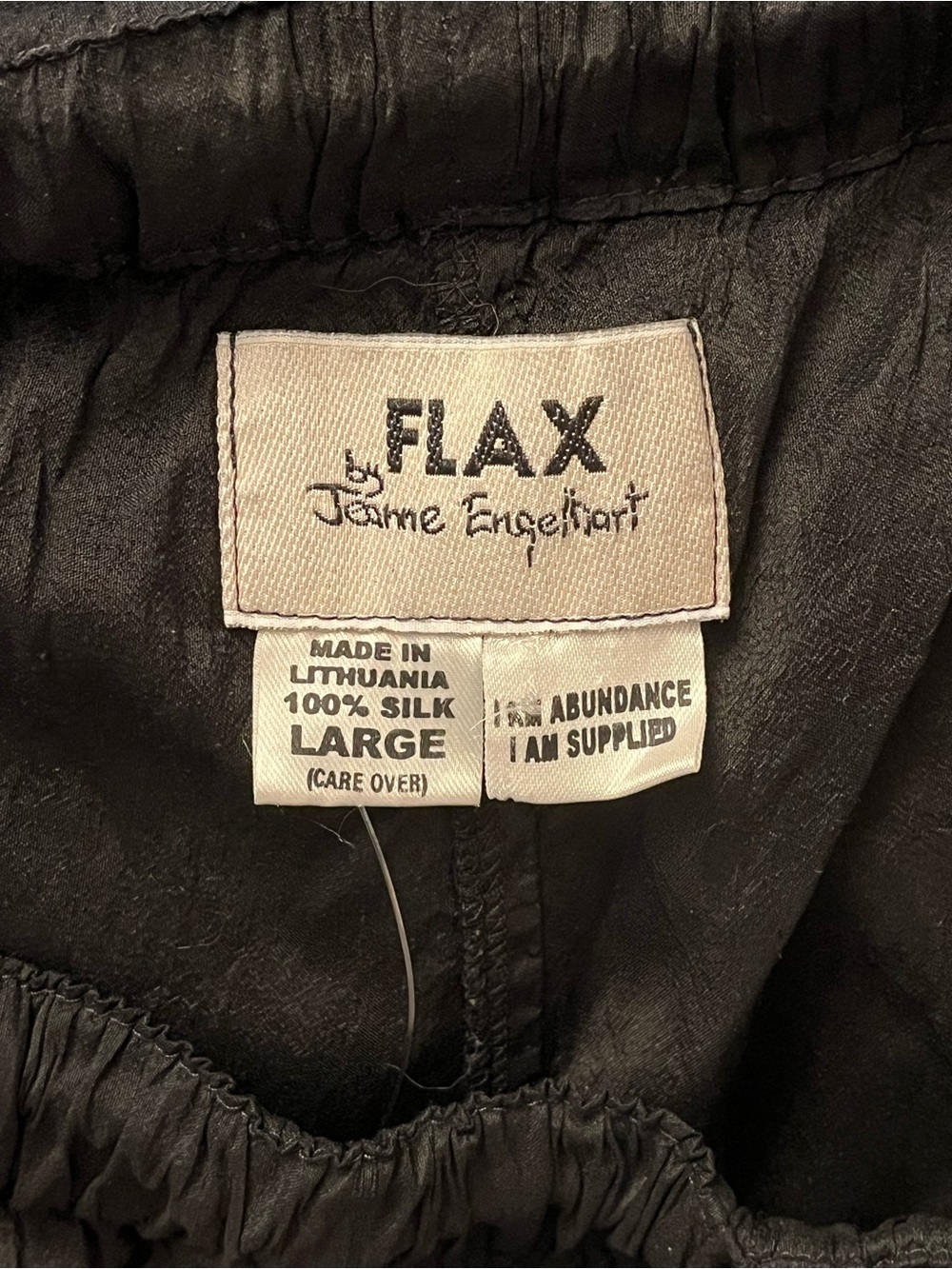 Flax SILK Pants Black Size Large